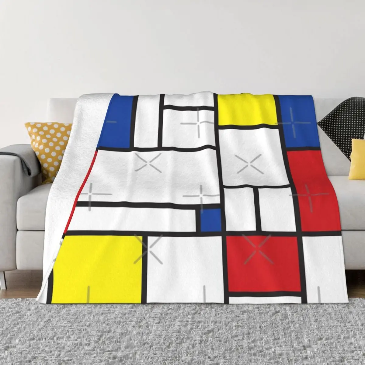 Mondrian Minimalist De Stijl Modern Art 2 Anime Bedroom Couple Blankets Winter Warm Blanket Throw Blanket