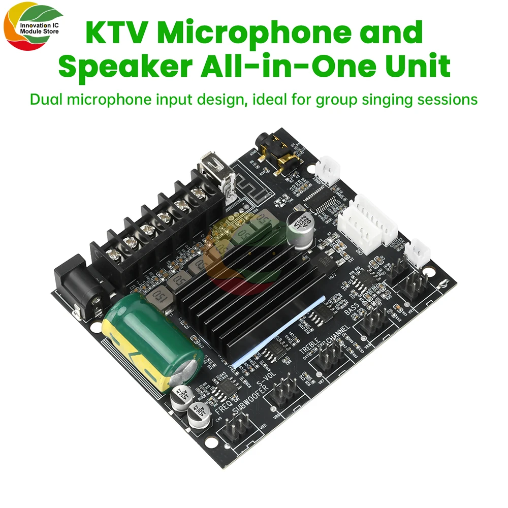 

DC 12-24V MT21S Lead Version Ktv Microphone And Audio All-In-One Machine 2.1 Channel Bluetooth Amplifier Board 50W+50W+100W