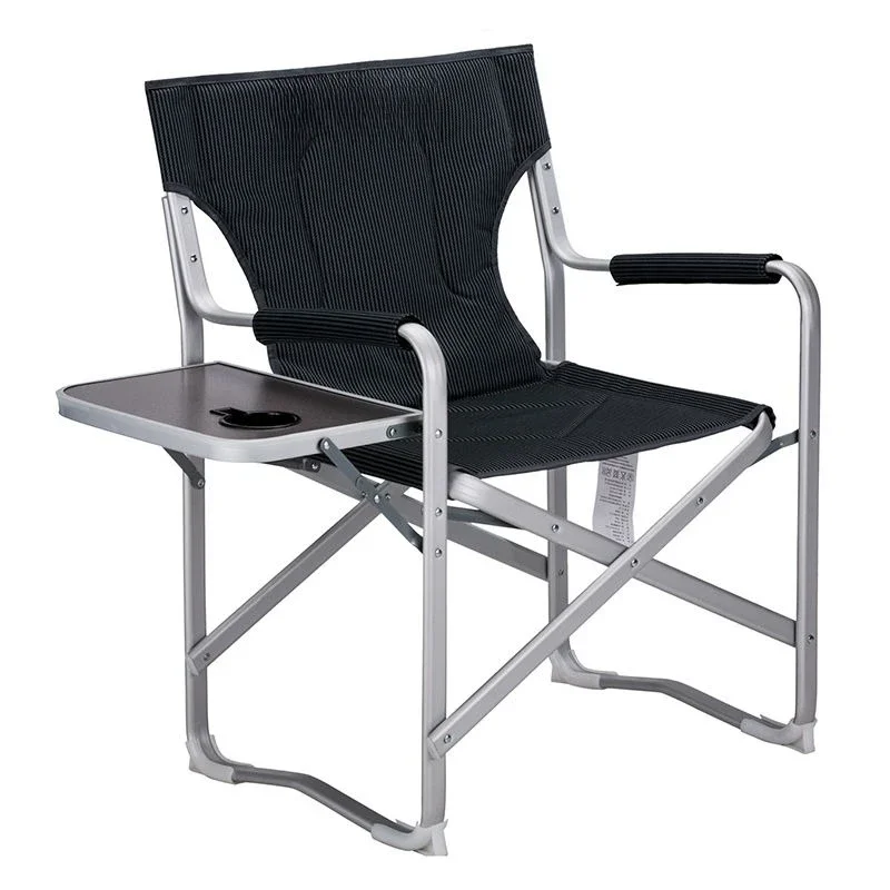 Outdoor Portable Folding Chair with Side Table Beach Leisure Chair Boss Star Director Office Armchair