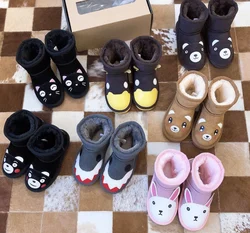 Talon plat confortable avec boîte à chaussures pour enfants, style animal, marque de créateur de luxe célèbre, hiver