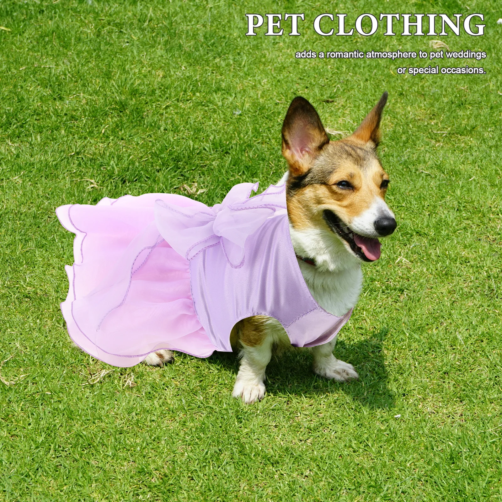 

Dog Wedding Apparel Purple Bowknot Design Soft Fabric Easy on Off Fancy Pet Dress Party Purple Dog Dress Pets Wedding Outfit