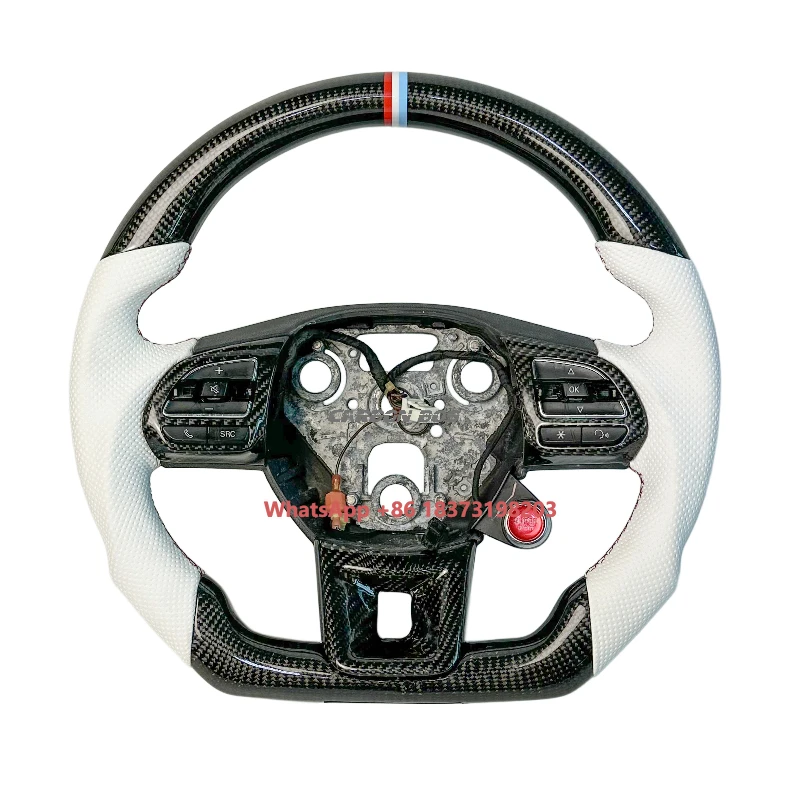 

White punched leather Black carbon fiber Designed for MG6 Customizable leather Customizable LED Car carbon fiber steering wheel