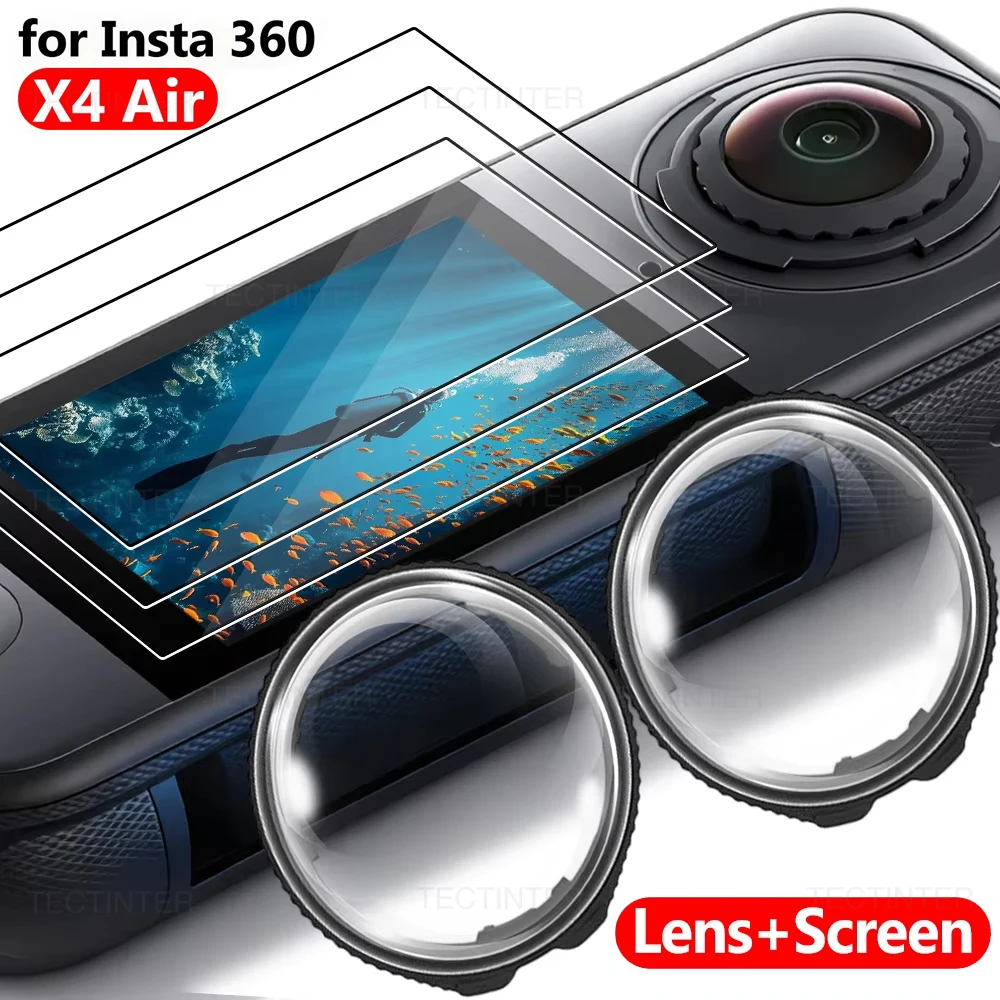 Pellicola Protettiva in Vetro Temperato e PC per Lenti Insta360 X4 Air HD, Protezione Schermo Trasparente, Copriobiettivo per Accessori Action Camera