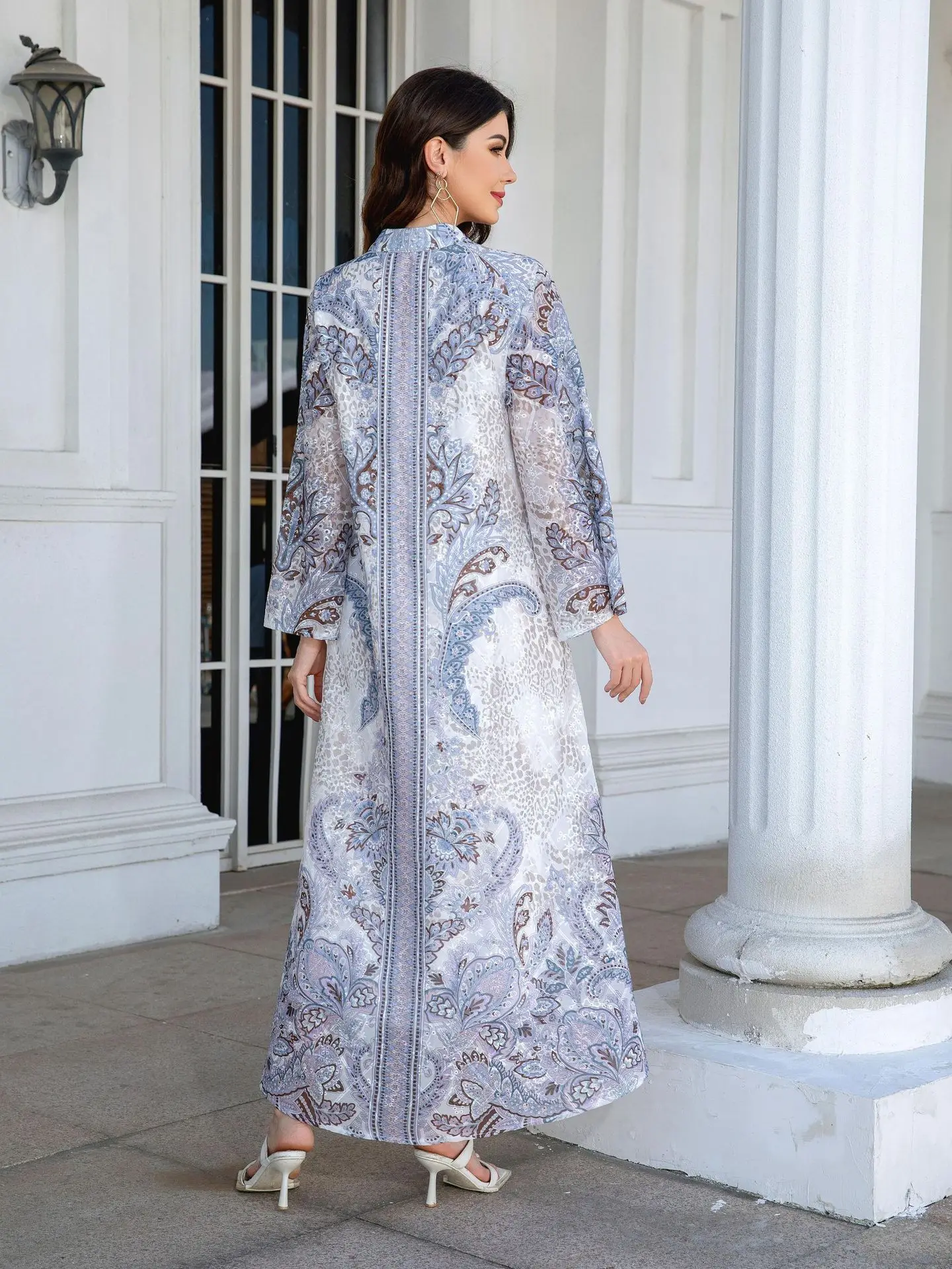 Robe feminino muçulmano do oriente médio, tecido bordado, estampa de diamante quente, vestido feminino abayas