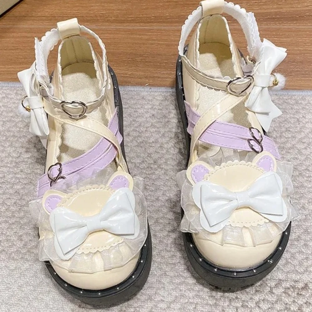 

2025 New Cute Lolita Flats Platform Pink Shoes for Women JK Height Increasing Student Heel Pumps Casual Princess Shoes