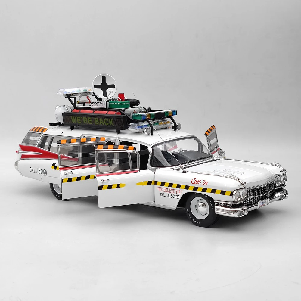 

HW 1/18 for Ghostbusters II ECTO 1A Elite X5470 open-door Diecast Model Car Miniature Collection Auto Toys Gift