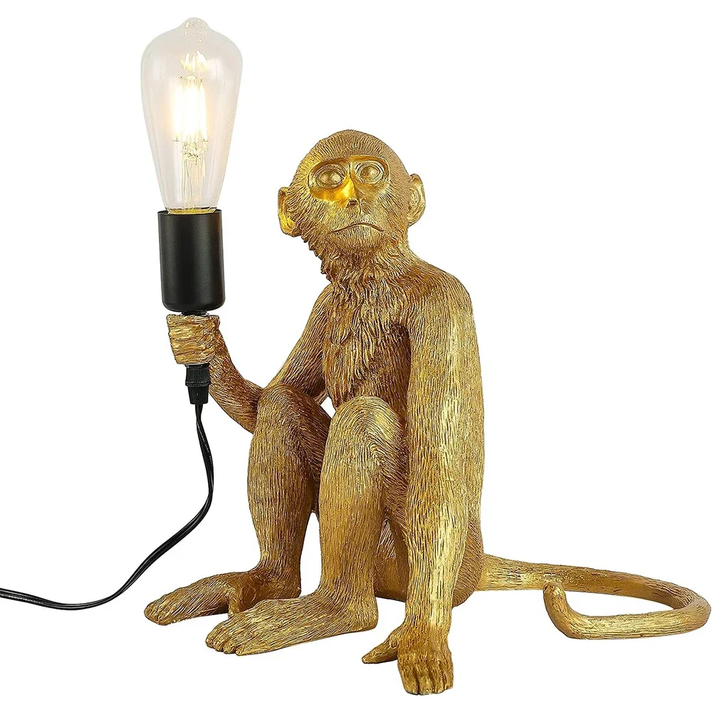 Monkey Table Lamp Sitting Monkey Light Creative Desk Lamp Vertical Resin Table Light Gift for Home Office Bedroom Décor