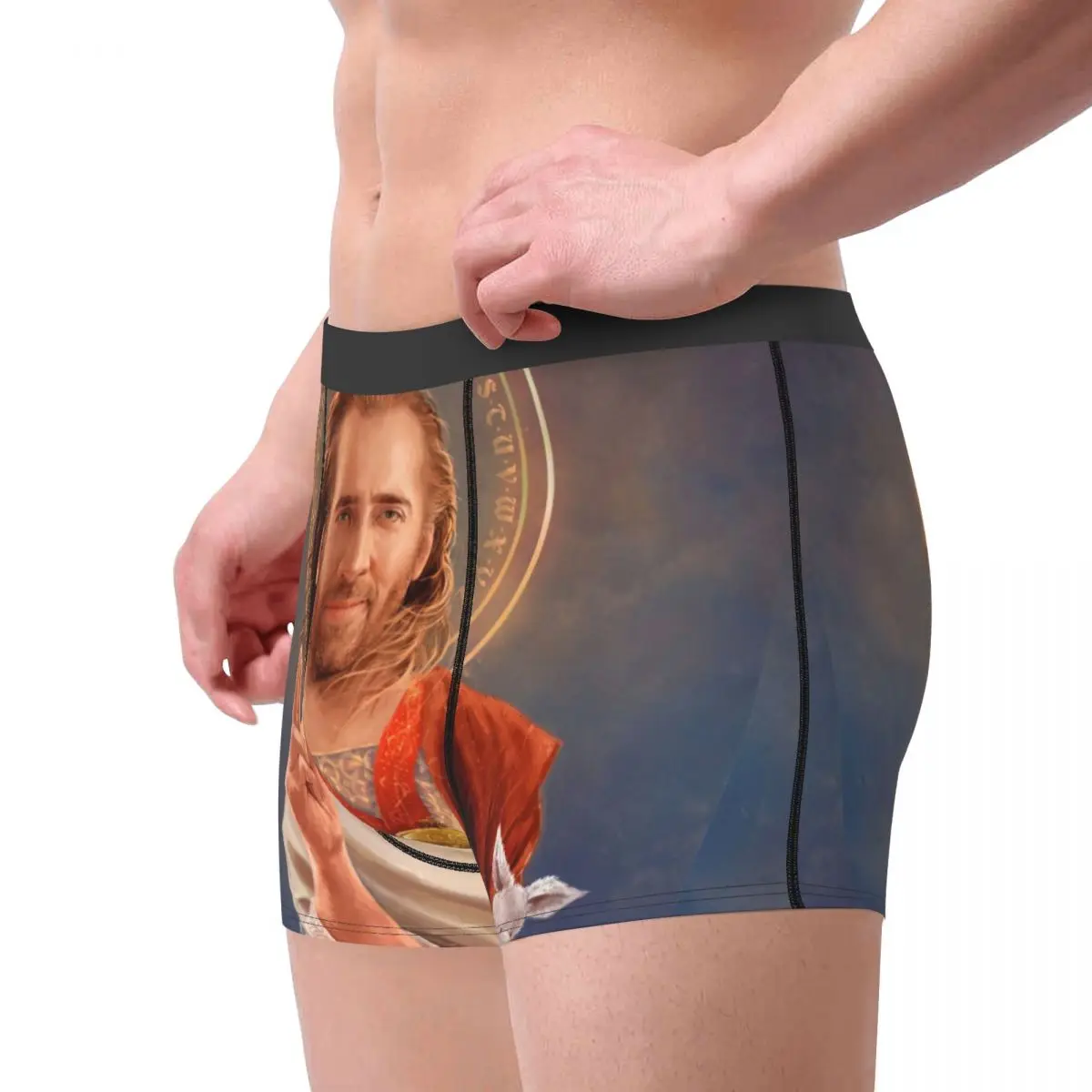 Custom Saint Nicolas Cage Underwear Men Stretch Funny Meme Boxer Briefs Shorts Panties Soft Sexy Underpants For Homme