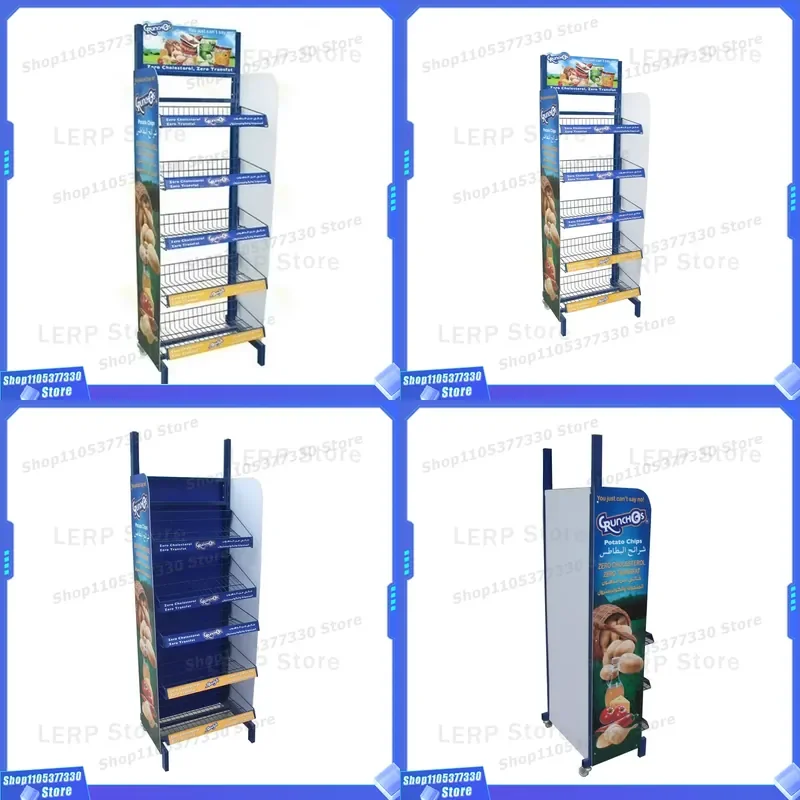 Metal Floor Standing Bread Display Rack for Bakery Shop Biscuit Snack Candy Shelf Organizer Storage Stand Commercial Use