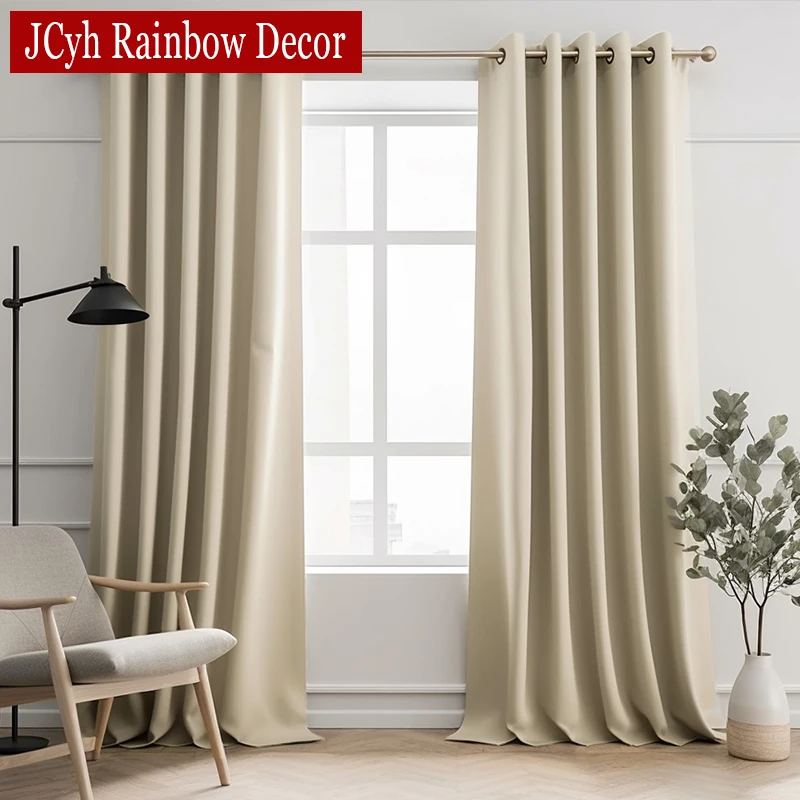 High Shading Blackout Curtains for Living Room Kids Bedroom Windows Solid Curtain Ready-made Cortinas Door Tende Occultant Decor