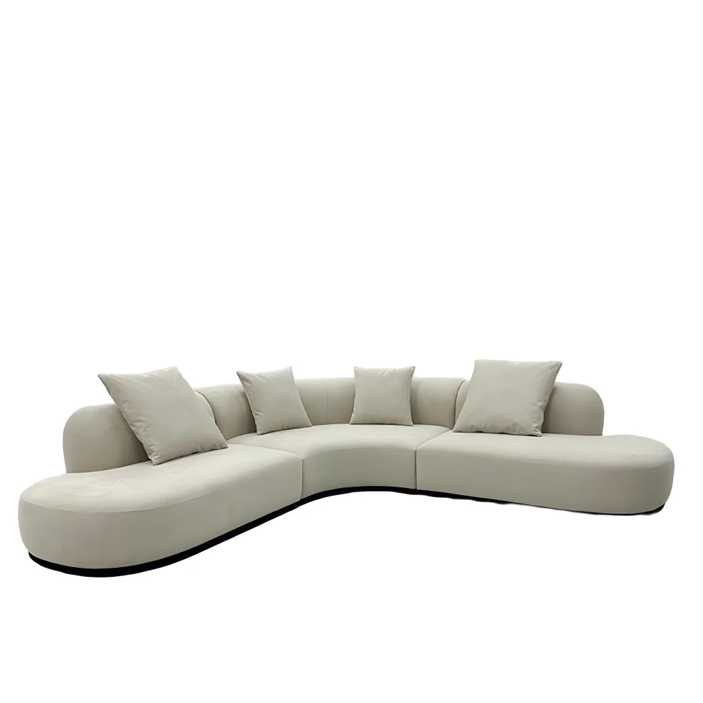 #Italian-style Arc-shaped Velvet Sofa Set Combination Flocking High-Density Sponge Filling Luxury High-End Aesthetic Living Room