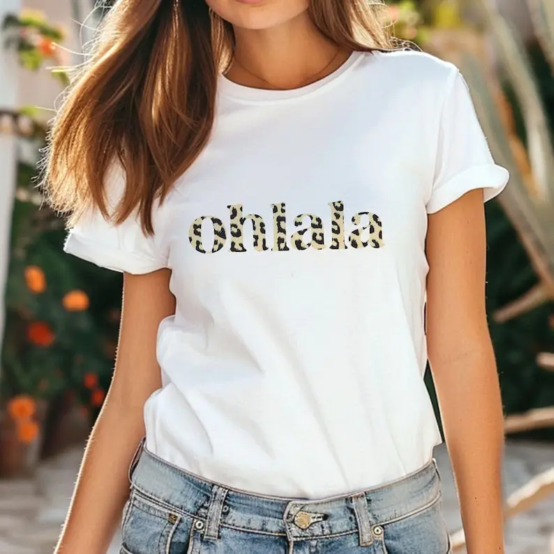 T-Shirt femme Ohlala tendance Léoprint pour votre Look Harajuku manches courtes vêtements de sport hauts de rue t-shirts vêtements esthétiques