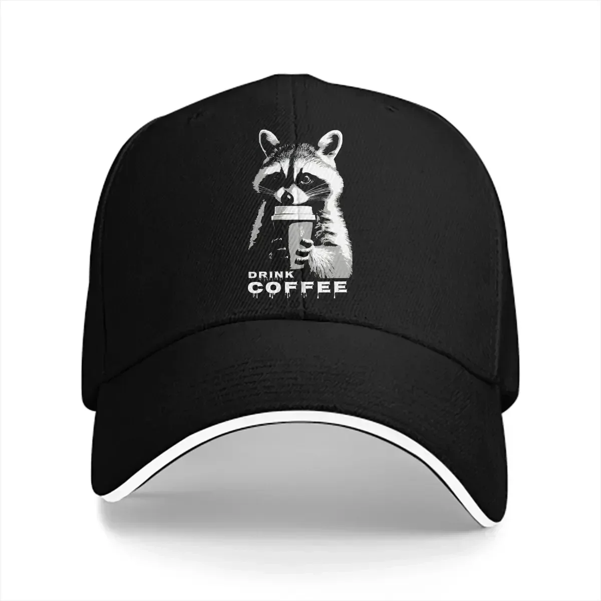 New Summer Cap Sun Visor Raccoon Drink Coffee Hip Hop Caps Raccoon Lover Adjustable Cowboy Hat Peaked Hats