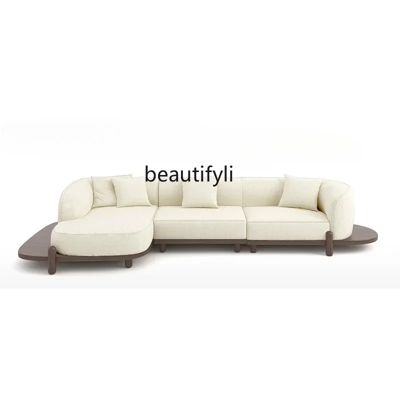 S132 Medieval log wind living room special-shaped corner sofa atmospheric lamb wool fabric sofa modern light luxury designerQ