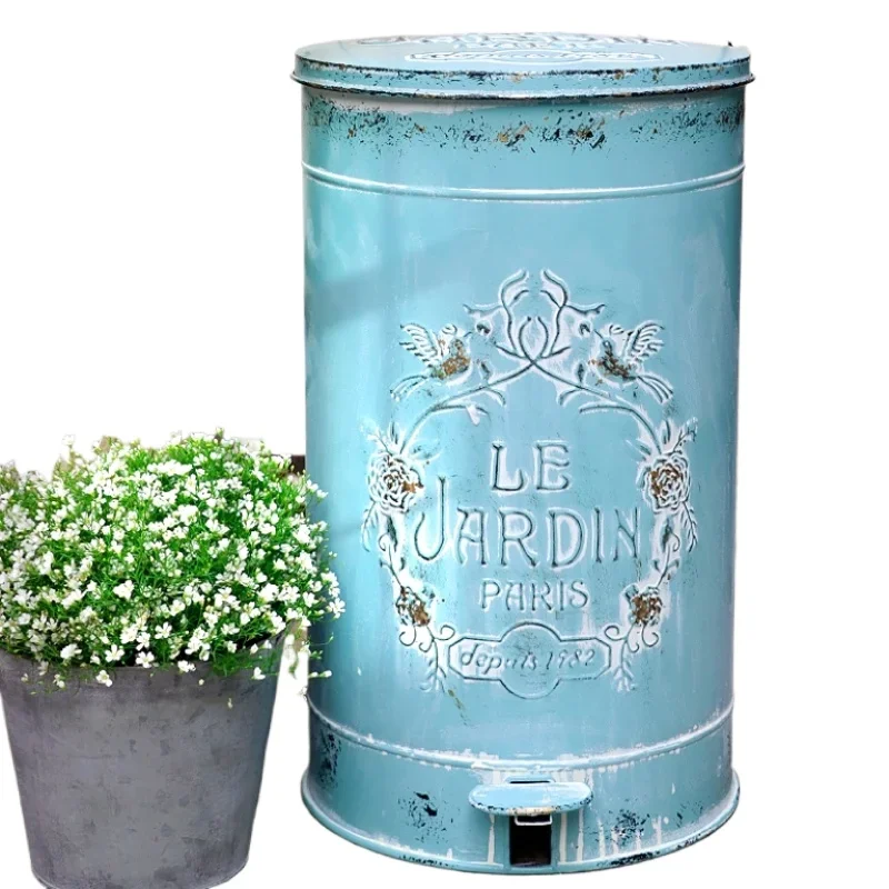 Imagem -06 - Outdoor Garden Recipiente de Lixo Grande Capacidade Lixo Bin Pátio Decoração Lixo Pode Ferro do Velho Trash Bucket Villa Lixo