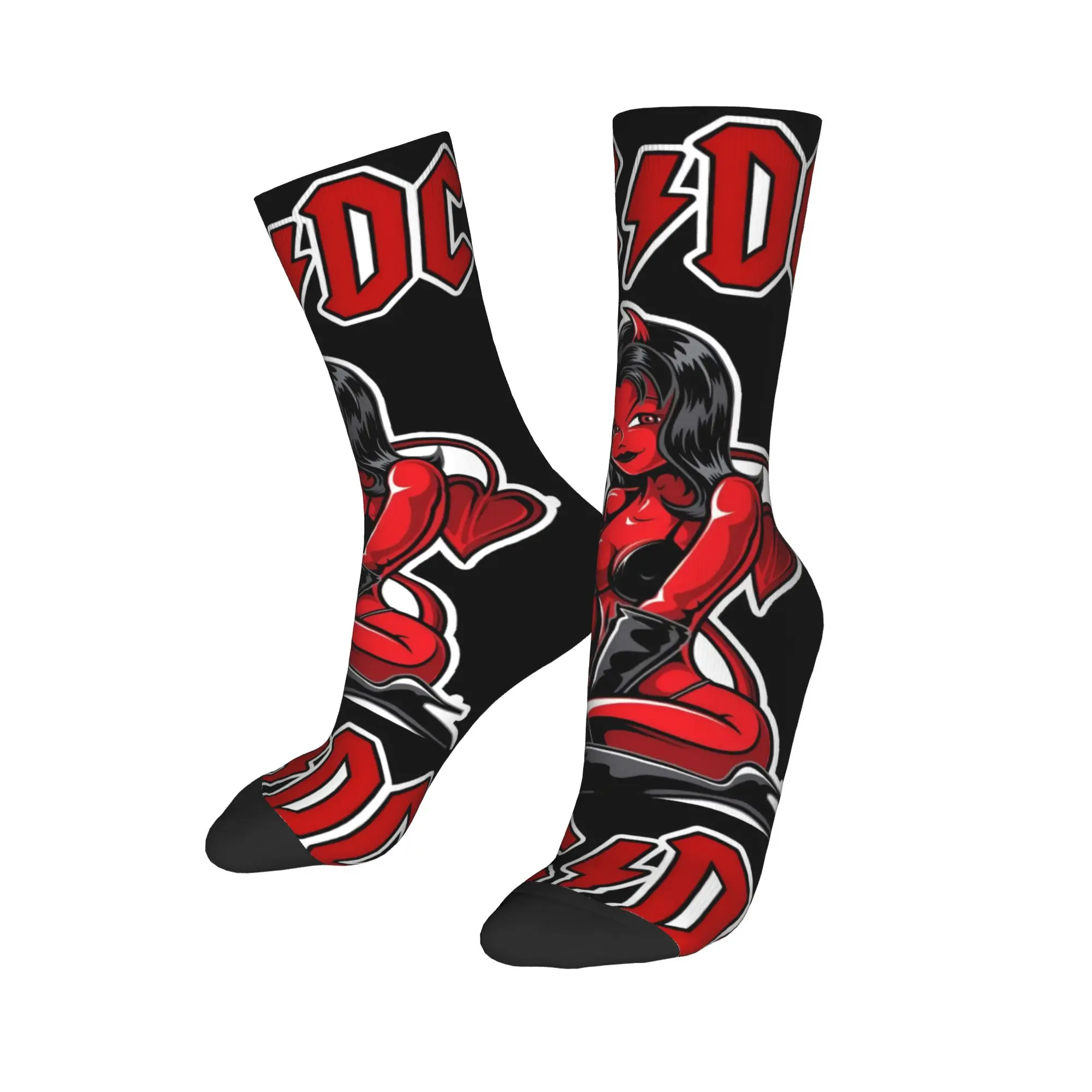 

Custom Cute Mens AC DC Legendary Rocks Dress Socks Unisex Comfortable Warm 3D Printing Punk Crew Socks