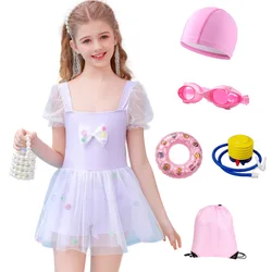 2024 New Children's Swimsuit for Children Aged 3-6 Years Old One-piece Skirt One Piece Baby Spring Quick-drying Girls' Swimsuit