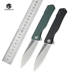 Cuchillo plegable de pesca petrificada PF818 pocketkknives D2, rodamiento de bolas de acero, mango G10, Herramienta de bolsillo EDC para acampar y cazar