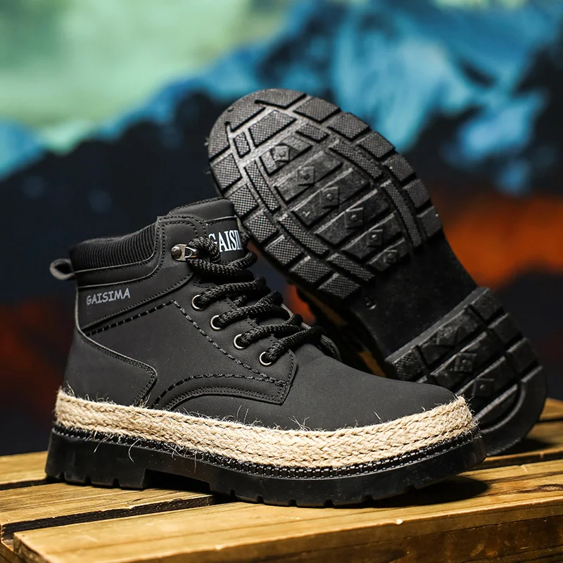 

Casual Work Daily Shoes For Men Outdoor Leisure Men's Leather Waterproof Lace Up Chunck Ankle Boots Oxford Anti-slip Boots