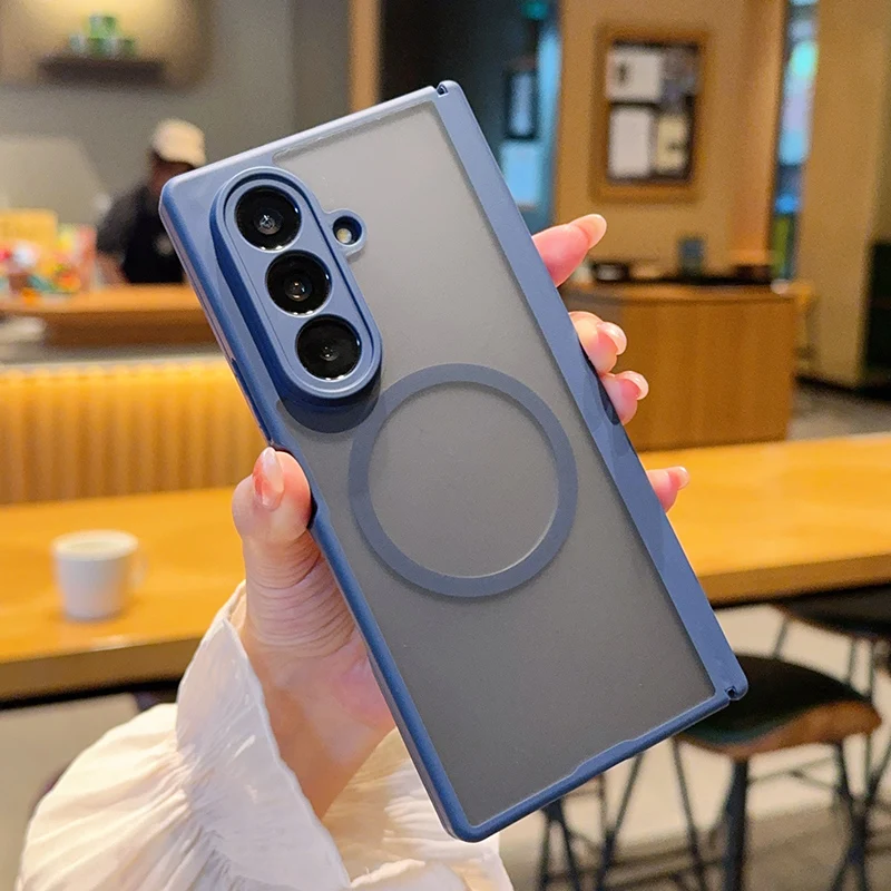 Luxuriöse matte Hülle mit magnetischem Scharnier für Magsafe, faltbar, für Samsung Galaxy Z Fold 7 8Ultra, kabelloses Laden, stoßfeste, transparente Abdeckung – Detail 9