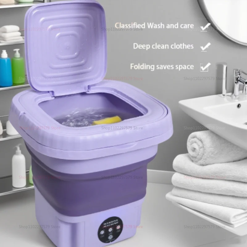 8L Portable Small Foldable Washing Machine with Spin Dryer For Socks Underwear Panties Washer Household Mini Washing Machine