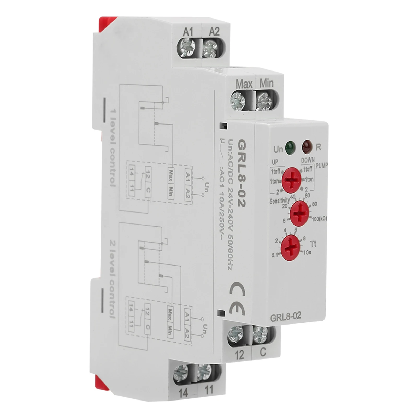 GRL8-02 Liquid Level Control Relay Water Level Controller 10A AC/DC 24V-240V