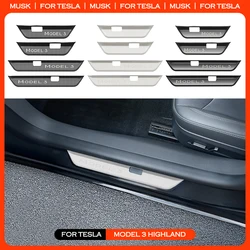 Rivestimento della protezione del davanzale della porta per Tesla Model 3 Highland 2024 copertura della piastra della striscia del davanzale della porta in acciaio inossidabile antigraffio accessori per auto