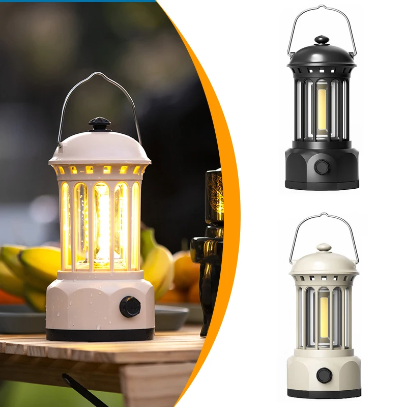 

Retro Portable Camping Lantern Waterproof Emergency Light Outdoor Hiking Fishing Camping Lamp Stepless Dimming Hanging Tent Lamp