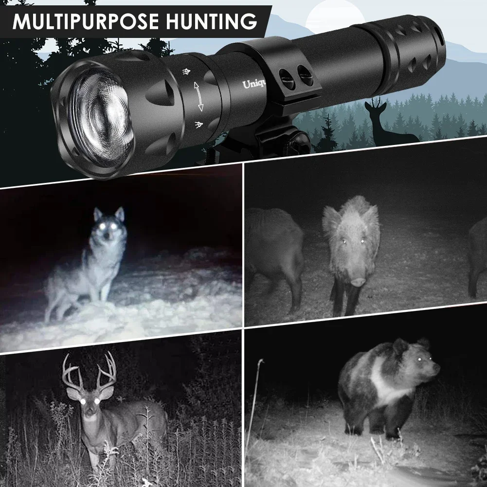 UniqueFire 2002 LED Hunting Flashlight Set T20B IR940nm IR850nm 44mm Fresnel Lens Zoom Illuminator Indicator Night Vision Torch