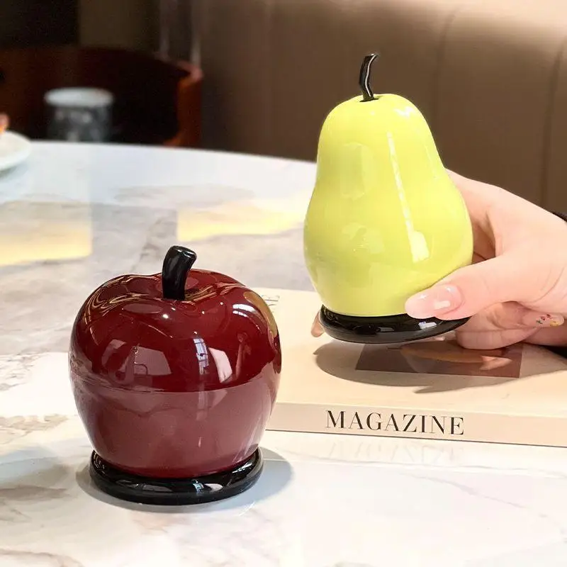 Toothpick Holder Apple Shape with Floss Storage Stylish Home Decor for Kitchen Peace Joy Atmosphere