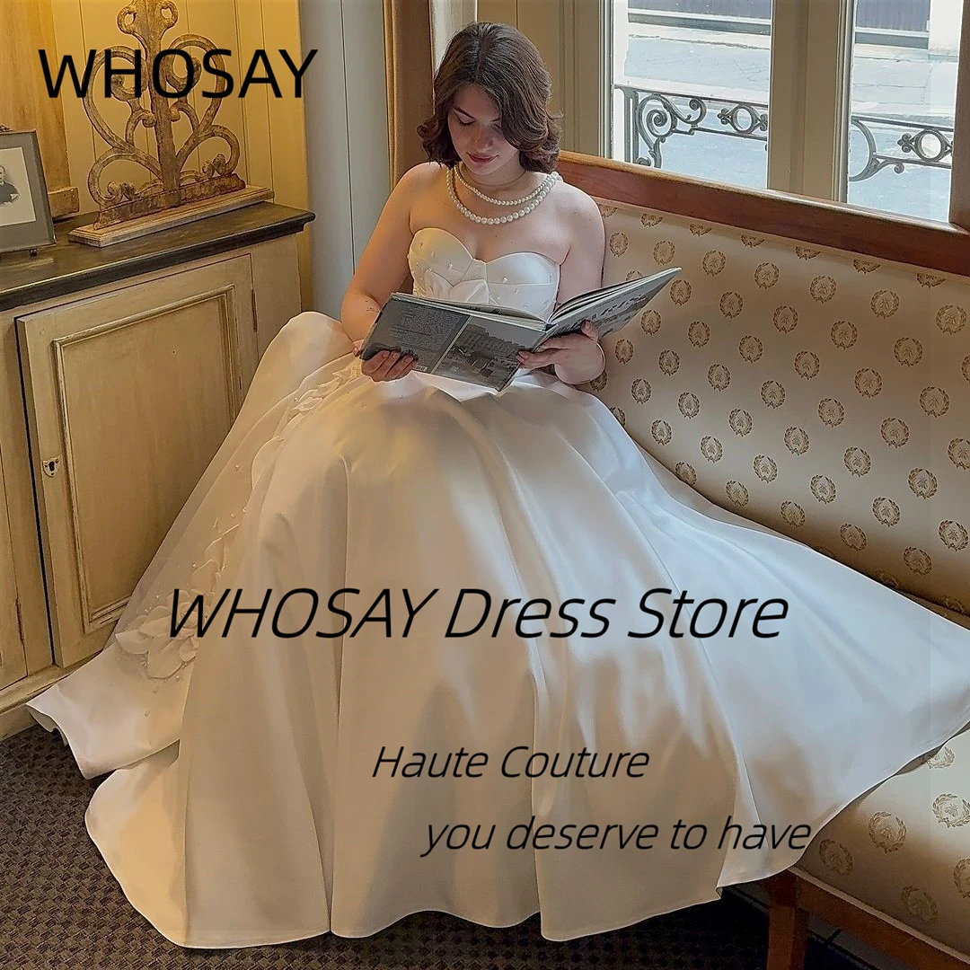 WHOSAY-Robe de mariée trapèze faite à la main avec des fleurs perlées, robes de patients chérie, dos sexy chinois, fête spéciale, quoi que ce soit