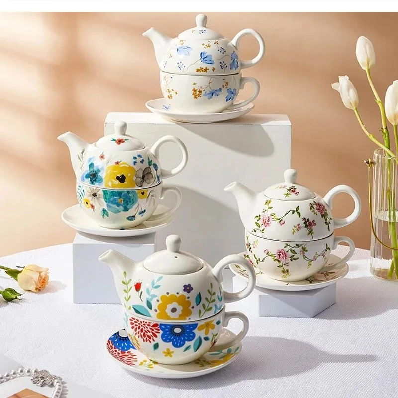 Ceramic Coffee Cup And Saucer Set Mother Child Kettle Teapot Teacup Dessert Plate Combination Single Afternoon Tea