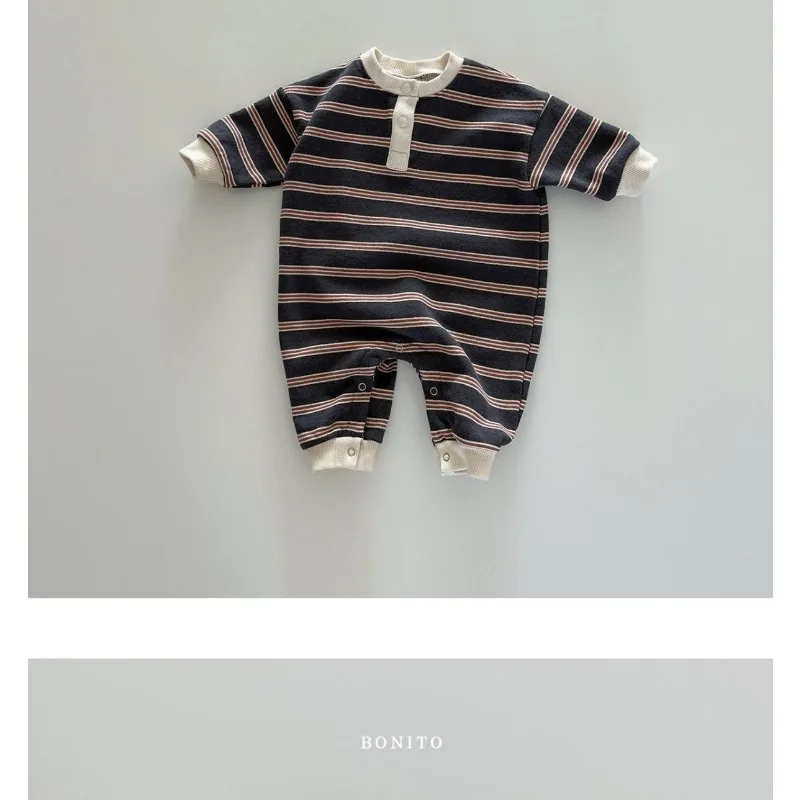 INS Baby Jungen Strampler RAISE Herbst 6-24M Kinder Jungen Gestreifter Overall Locker Lässiger Kleinkind Neugeborenen Jungen Einteiler Bodysuit – Detail 15