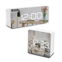 Snooze Mirror Digital Alarm Clock LED Night Lights Thermometer Wall Clocks Lamp Square Rectangle Multi-function Table Watch USB