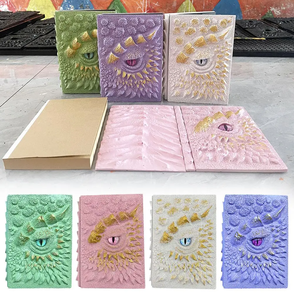 Animated Dragon Book Devil's Eye Simple Color Three-dimensional Relief Small Loose-leaf Ledger Resin Protective Cover Notebook