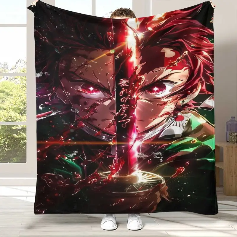 Demon Slayer Kimetsu no Yaiba Tanjiro Nezuko Anime Soft Flannel Blanket,Cozy Warm Throw Blanket for Bed,Sofa,Living Room,Picnic