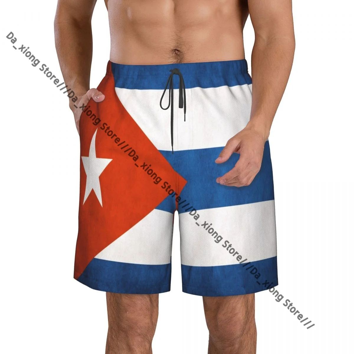 Men Beach Short Quick-drying Swimming Trunk Cuban Flag Swimwear Swimsuit Bathing Shorts