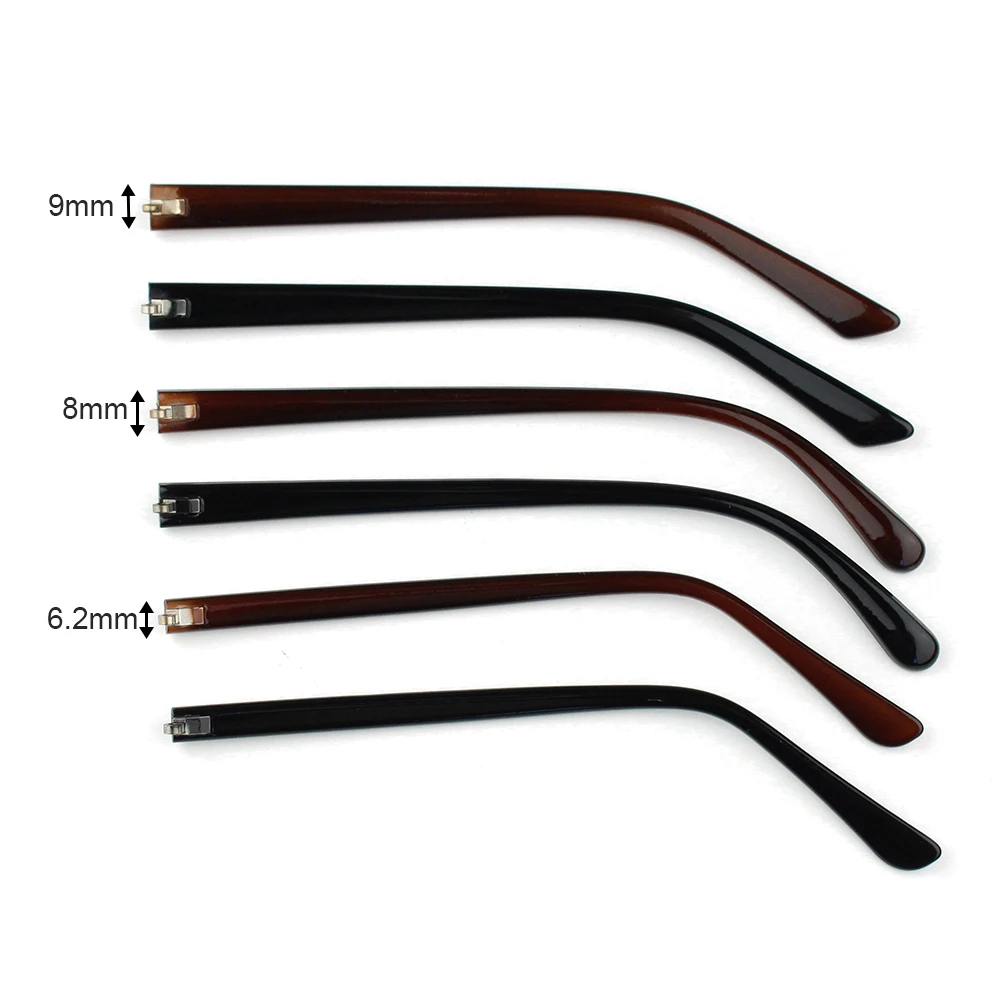 20pcs(10pairs) PC Glasses Eyeglasses Temple Plastic Leg Tip Optical Frame Eyewear Repairing Parts Black Brown 9mm 8mm 7mm Width