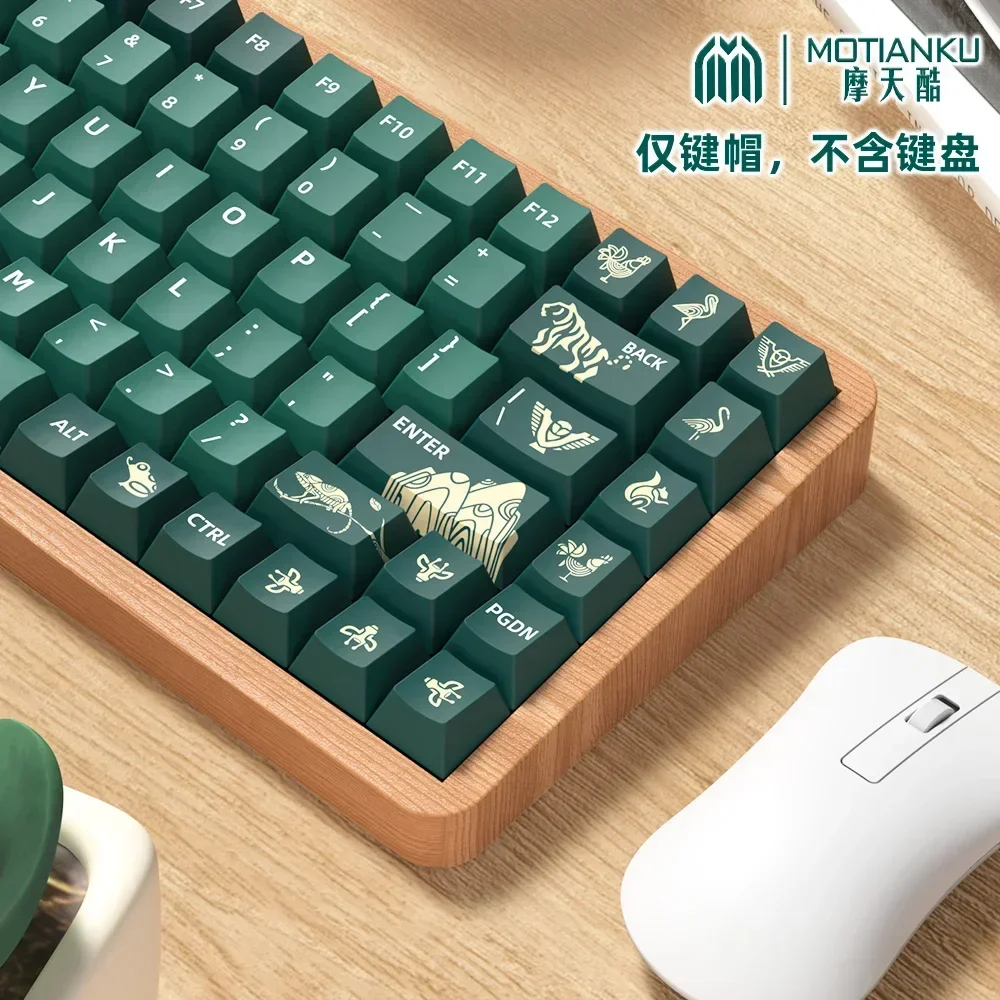 Animal Crossing Original Theme Keycaps, Green PBT Original Height Keyboard Caps, Split Spaces