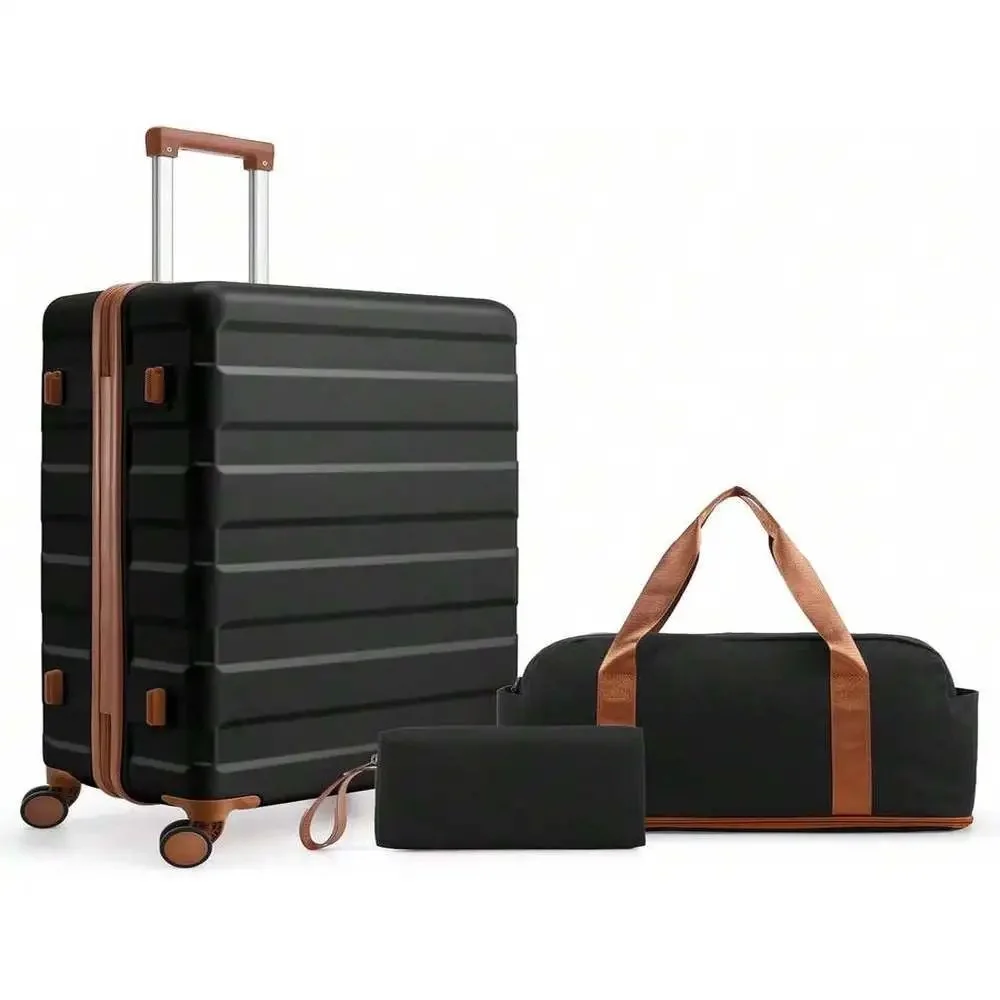 

3-х предметный 20-дюймовый набор ручной клади — вращающиеся колеса из АБС-пластика с твердым корпусом, легкий замок TSA, подходит для путешествий