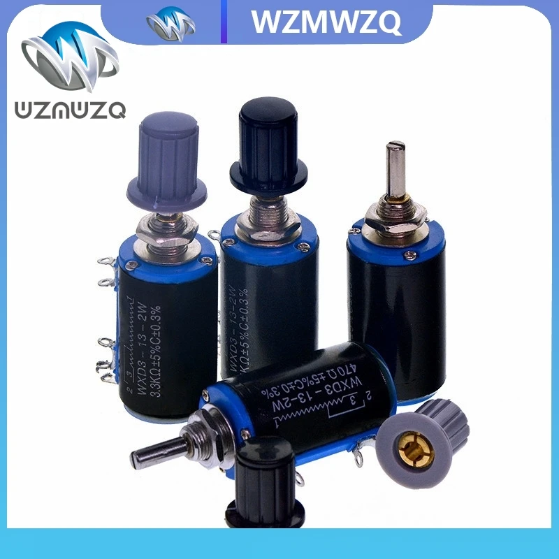 

WXD3-13-2W Wirewound Potentiometer Resistance 100R 470R 1K 4.7K 10K 22K 47K 100KΩ Ohm Linear Rotary Potentiometer with Knob