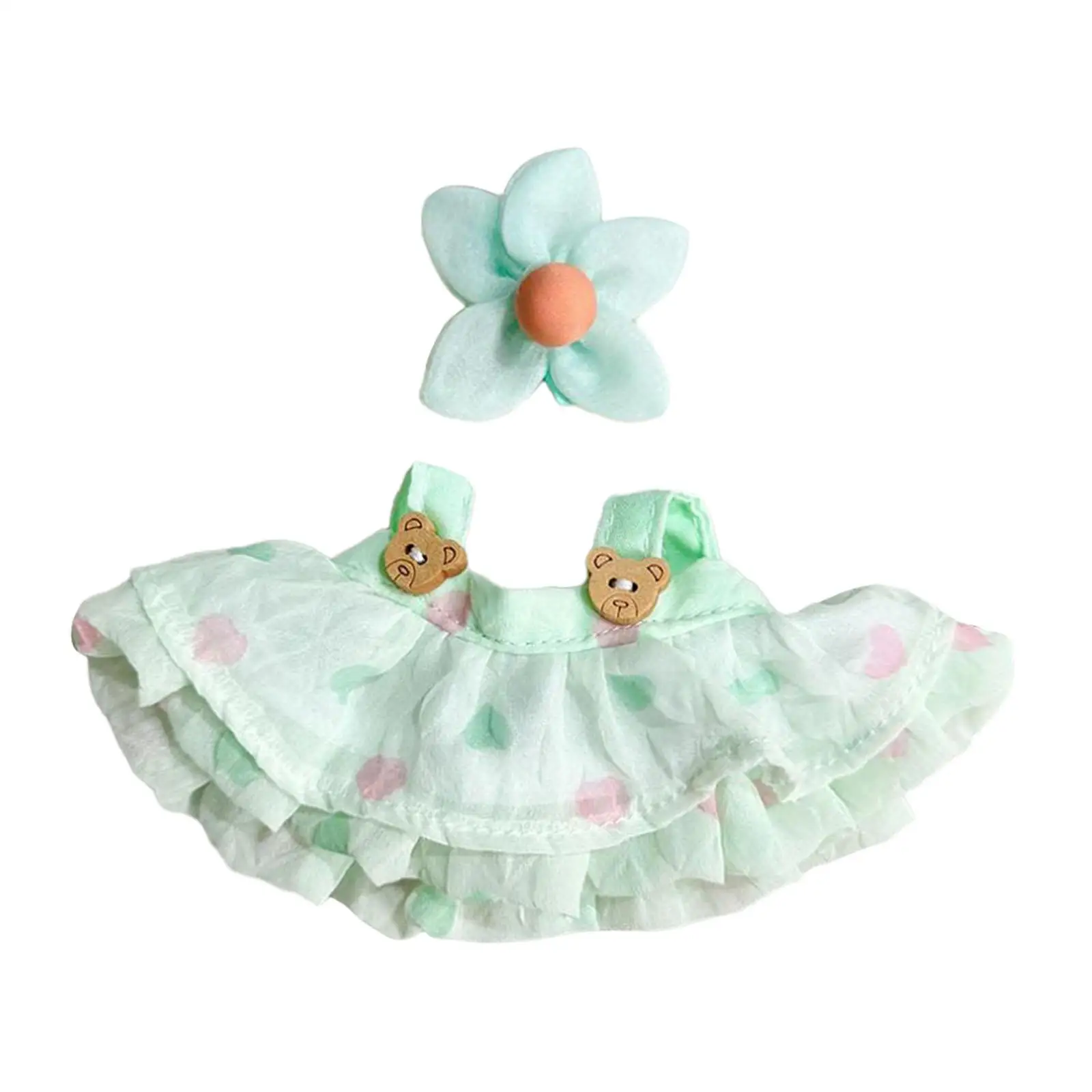 

Plush Figure Overall Skirt Make Your Own Dolls DIY Role Play Photo Props Clip Skirt with Hair Accessories for 17 Cm Dolls