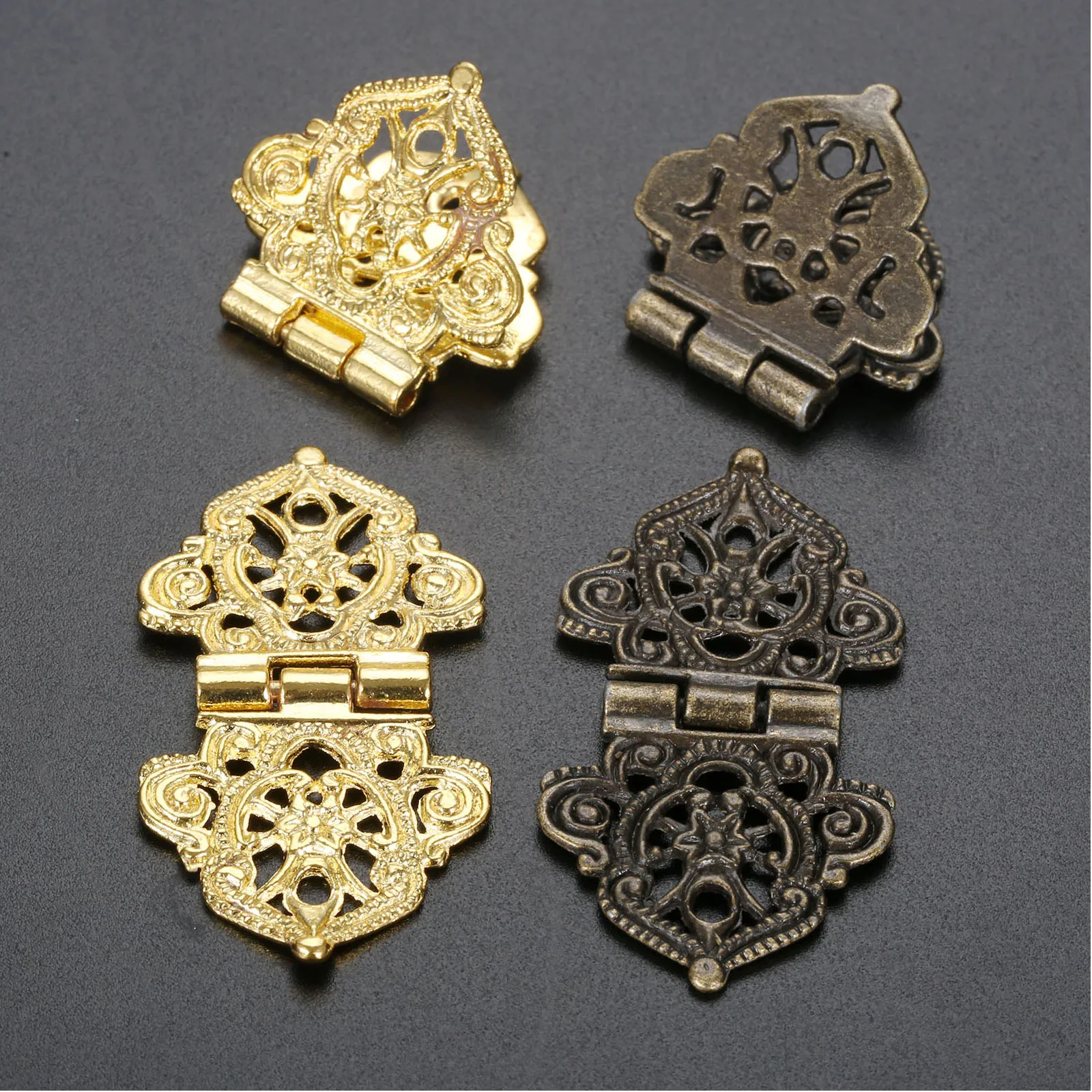 2Pcs Hinges w/screw Antique Bronze/Gold 53*28mm Lace Decor Door Cabinet Jewelry Box Drawer Cupboard Furniture Old Fashion style