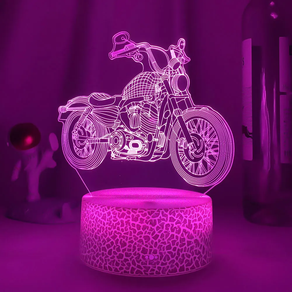 LED Motorcycle Airplane Car Toy Digging machine 3d Night Light Kid Touch Table Lamp Decoration Bedside Nightlight Birthday Gift