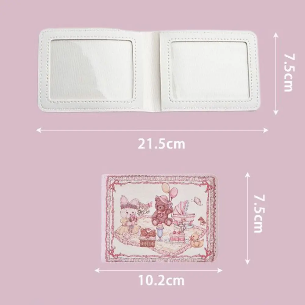 Cute Picnic Rabbit Bear Print Card Holder Kitten Large Capacity Mini Wallet Multi-Card Holder Small Card Case Campus Card Work