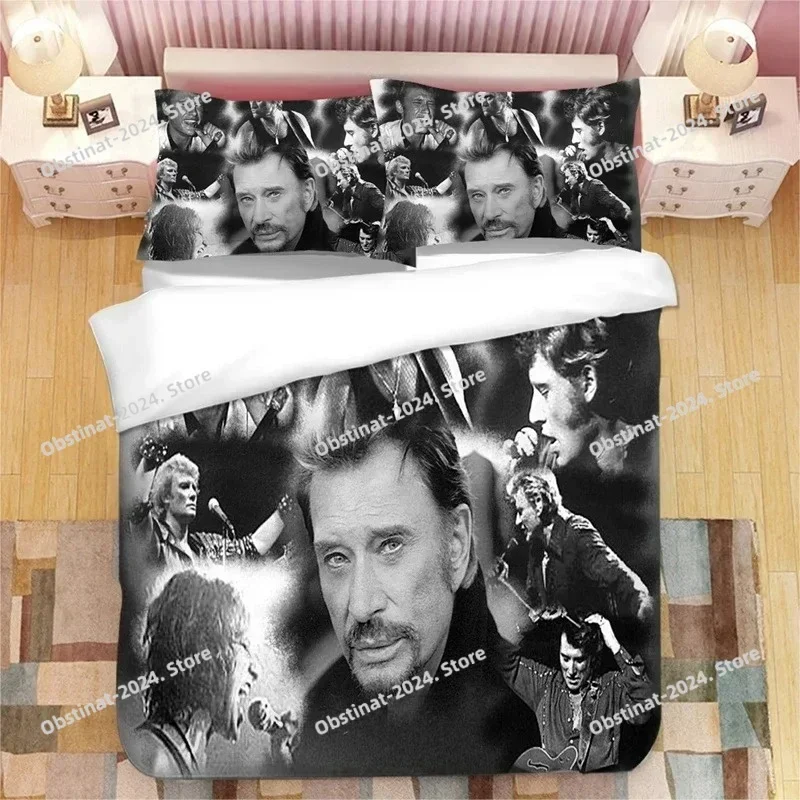 2025 Johnny Hallyday 3D Print Comforter Bedding Set,Duvet Cover Bed Set Quilt Cover Pillowcase,King Queen Size Bedding Set Kid