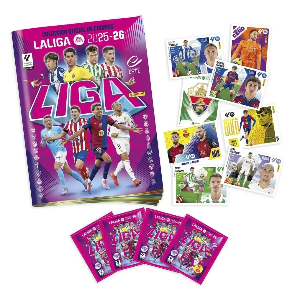 حزمة ألبوم الدوري الشرقي 2025-2026 - ملصقات سلسلة Panini La Liga الرسمية مجموعة ملصقات Panini المتاحة