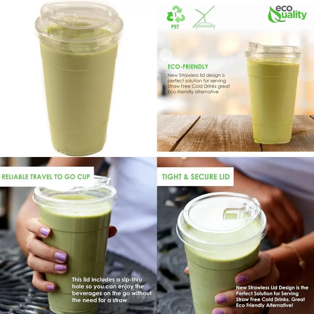 

Прозрачные пластиковые одноразовые стаканчики на 24 унции с крышками для холодного кофе, парфе, сока и газировки — идеально подходят для обслуживания напитков