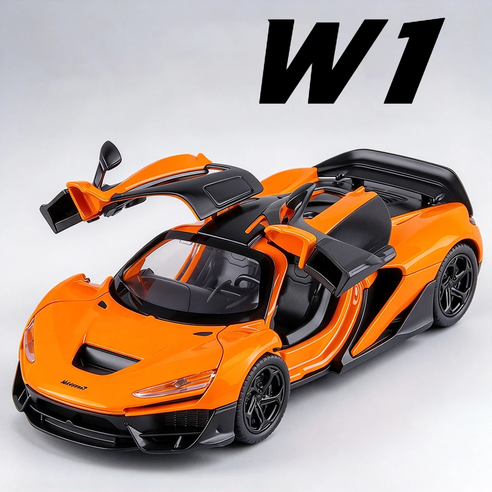 1:32 W1 720S Model Car Toy Alloy Body Rubber Tires Adjustable Tail Fin Supercar Models Exquisite Interior Toys Indoor Display