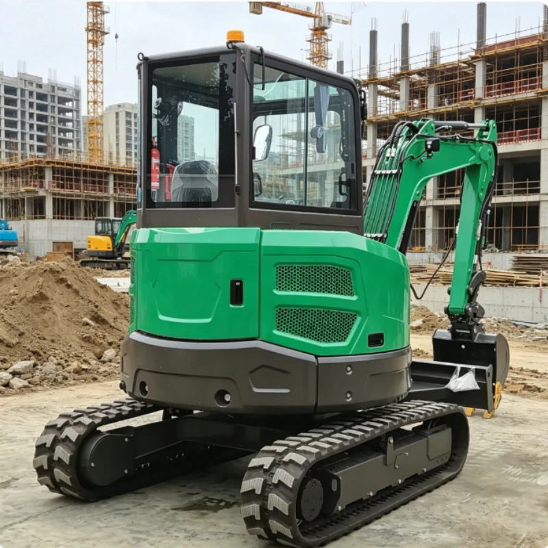 2 Ton Mini Excavator Full Hydraulic Crawler Digger with Auger Breaker for Garden Trenching Farmland Renovation